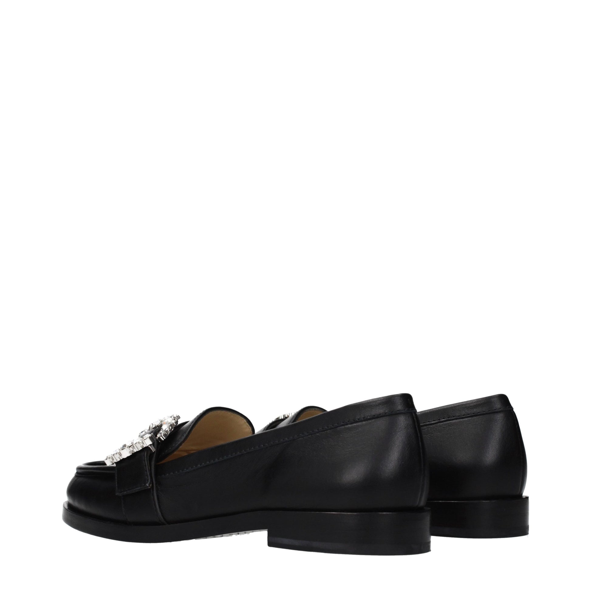 Jimmy Choo Black Leather Slip-On Loafers schwarz