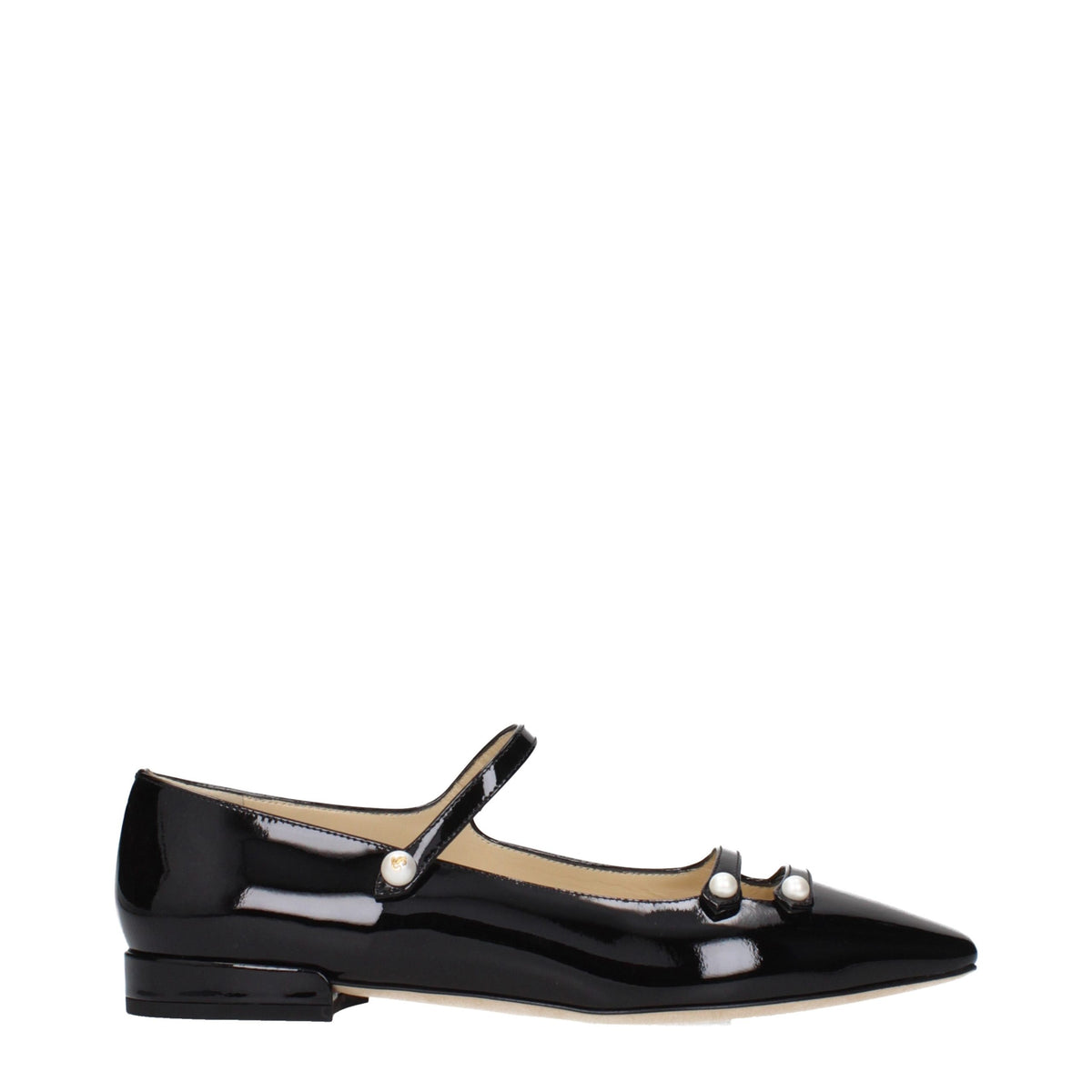 Jimmy Choo Black Leather Ballet Flats schwarz