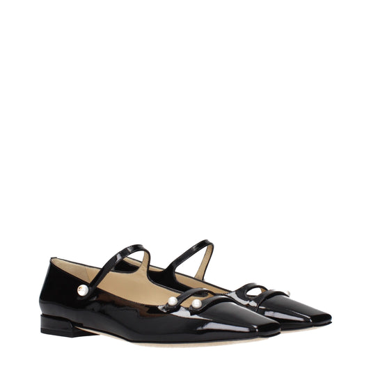 Jimmy Choo Black Leather Ballet Flats schwarz