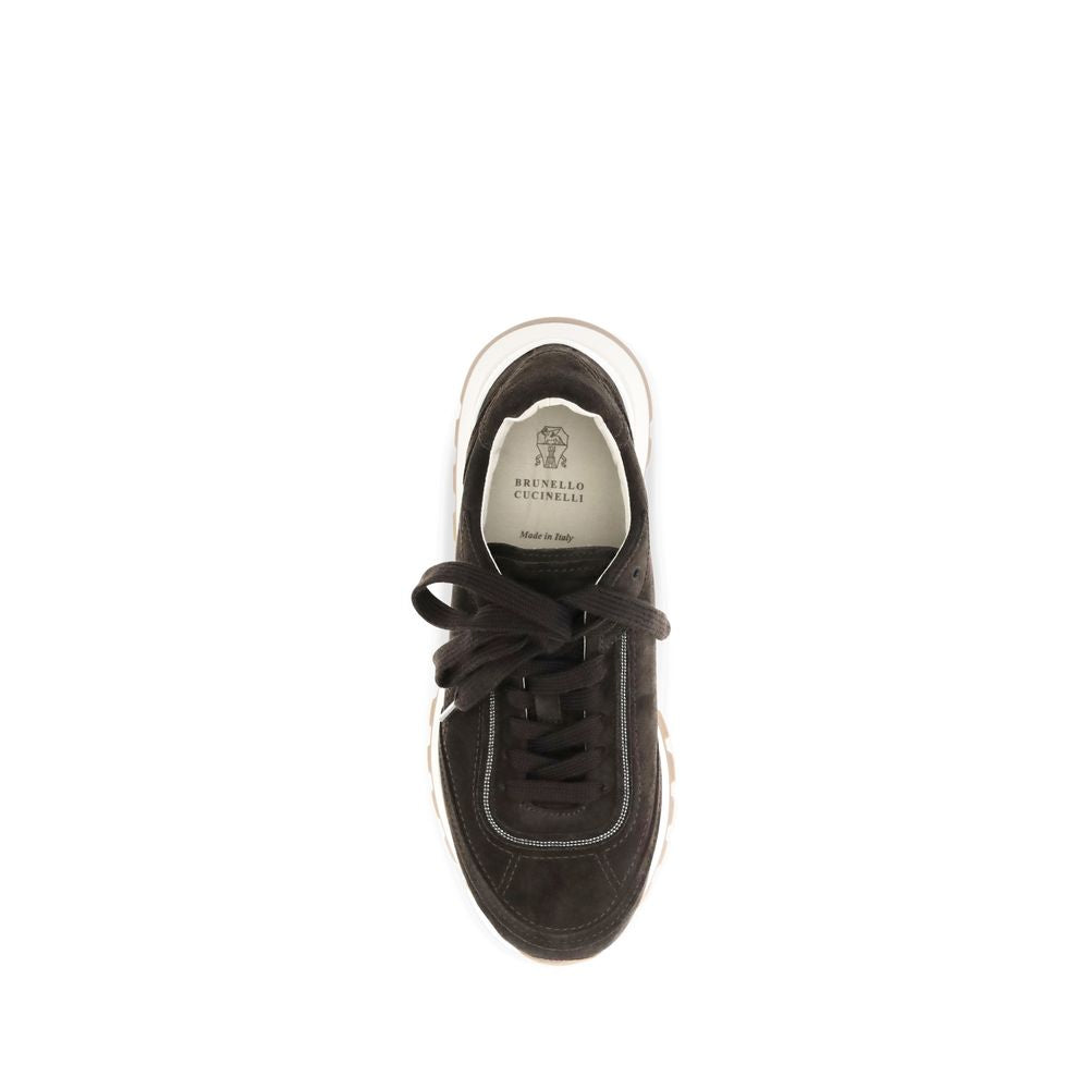 Brunello Cucinelli Brown Suede Leather Low Top Sneakers braun