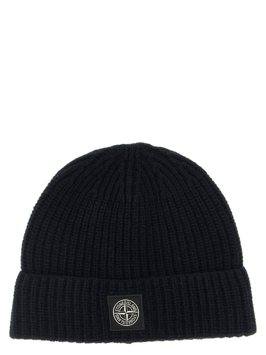 Stone Island Blue Virgin Wool Beanie blau