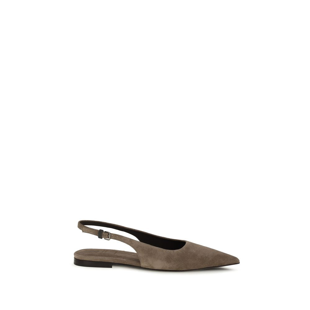 Brunello Cucinelli Brown Suede Ballerinas Mini Flats braun