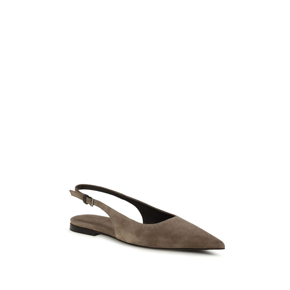 Brunello Cucinelli Brown Suede Ballerinas Mini Flats braun