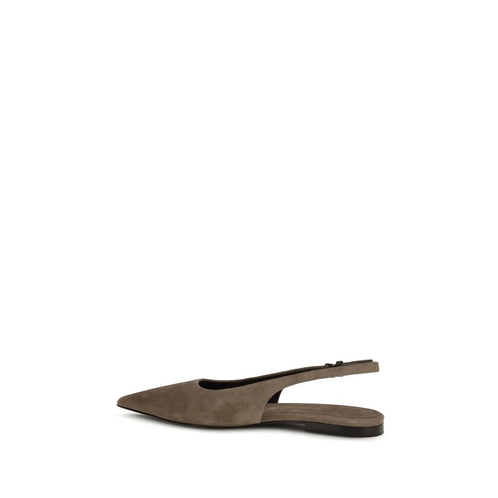 Brunello Cucinelli Brown Suede Ballerinas Mini Flats braun