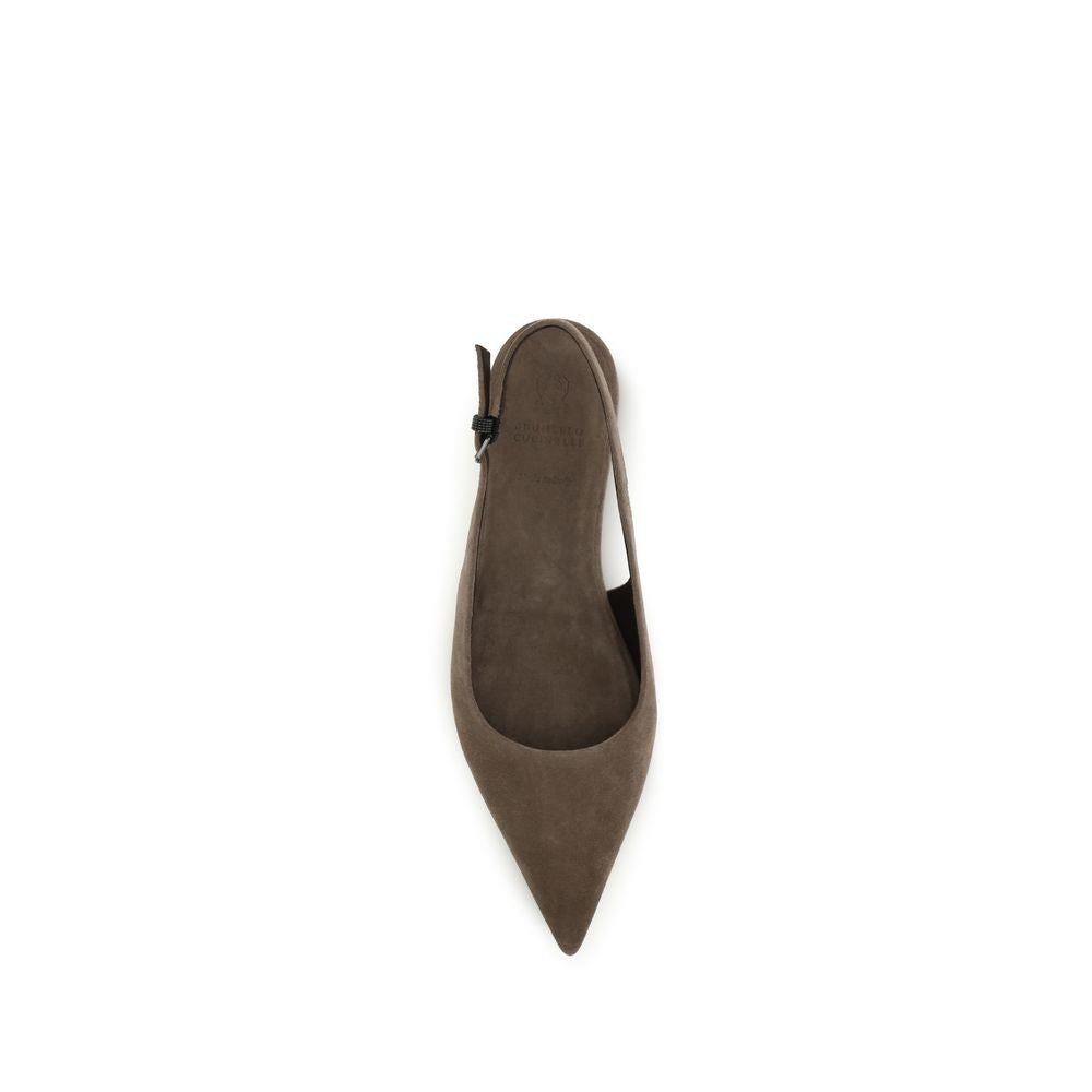 Brunello Cucinelli Brown Suede Ballerinas Mini Flats braun