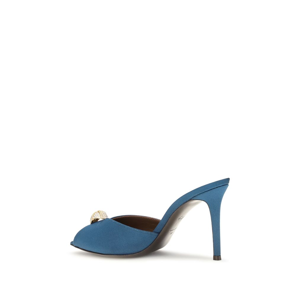 Giuseppe Zanotti Blue Intrigo Cocktail Mules Sandals blau