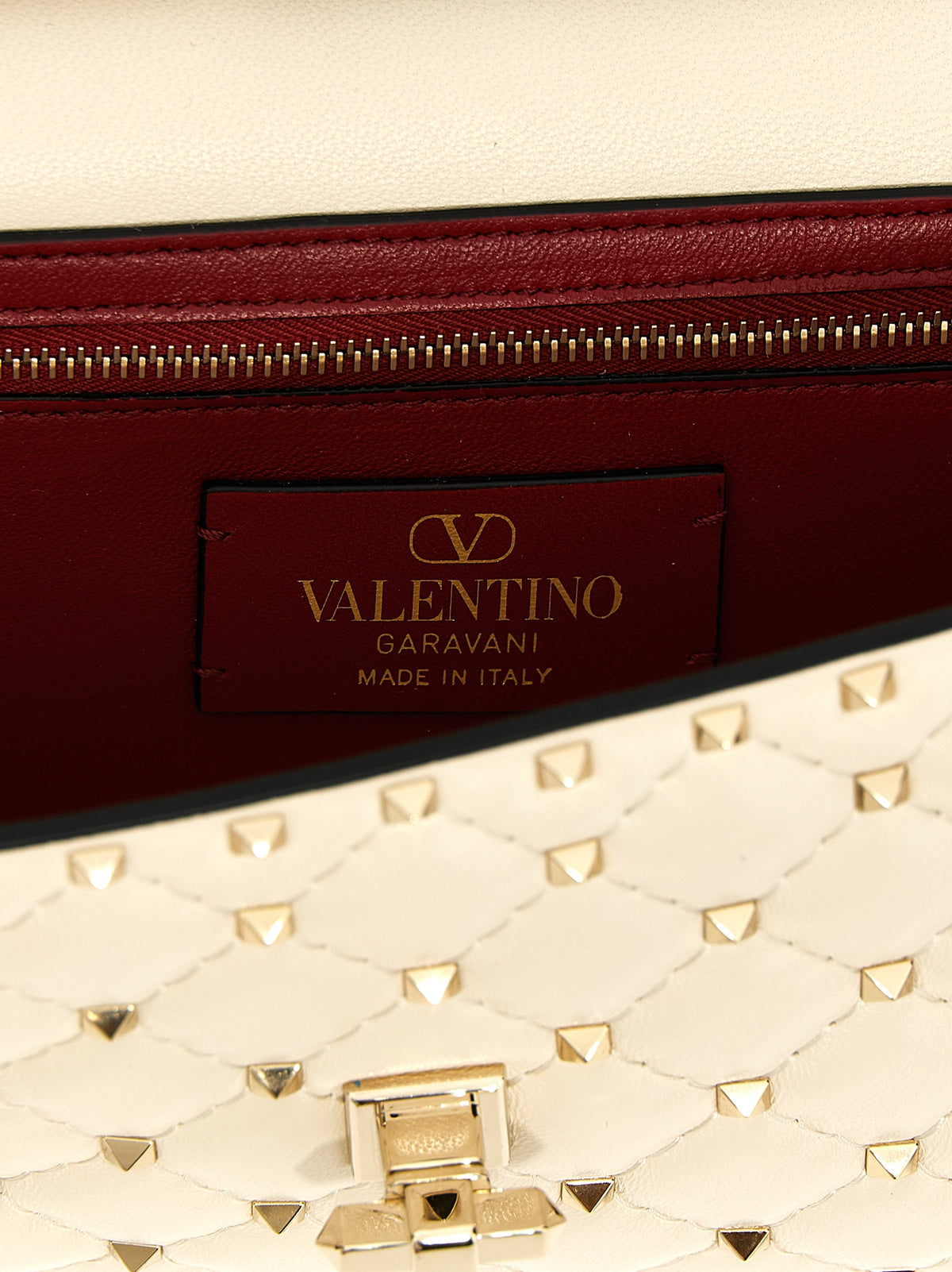 Valentino Garavani White 'Rockstud Spike' Shoulder Bag weiss