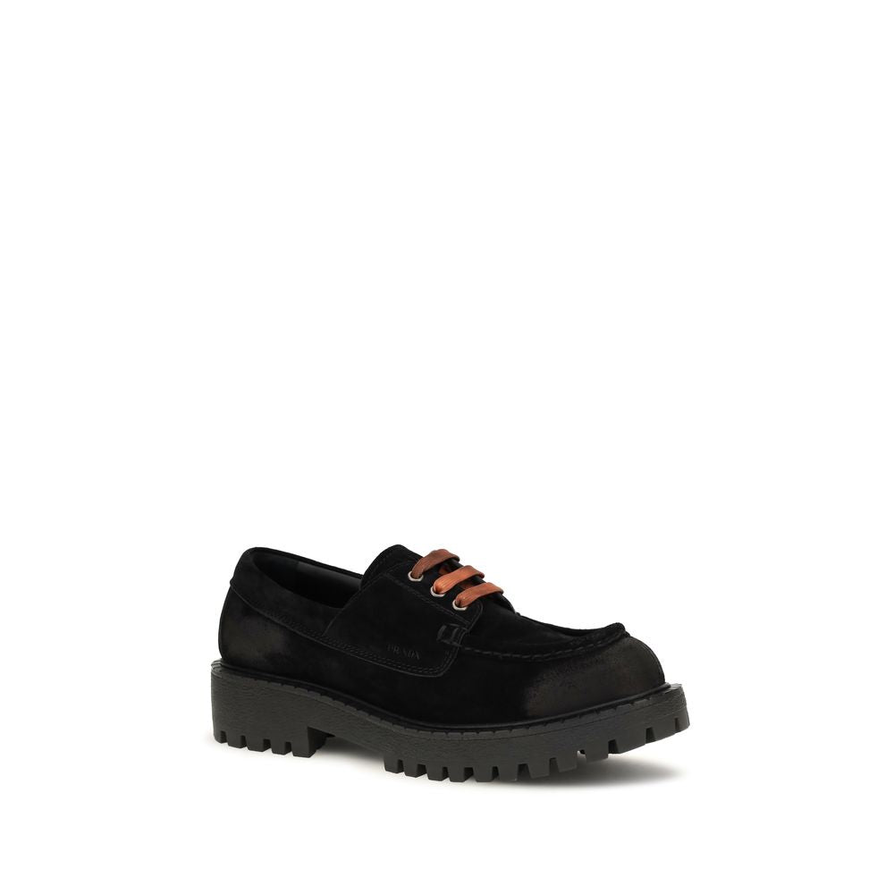 Prada Black Suede Leather Slip-On Loafers schwarz