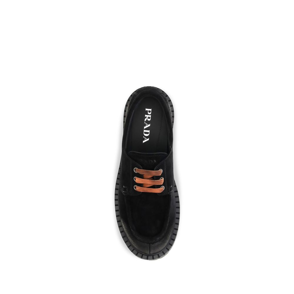 Prada Black Suede Leather Slip-On Loafers schwarz