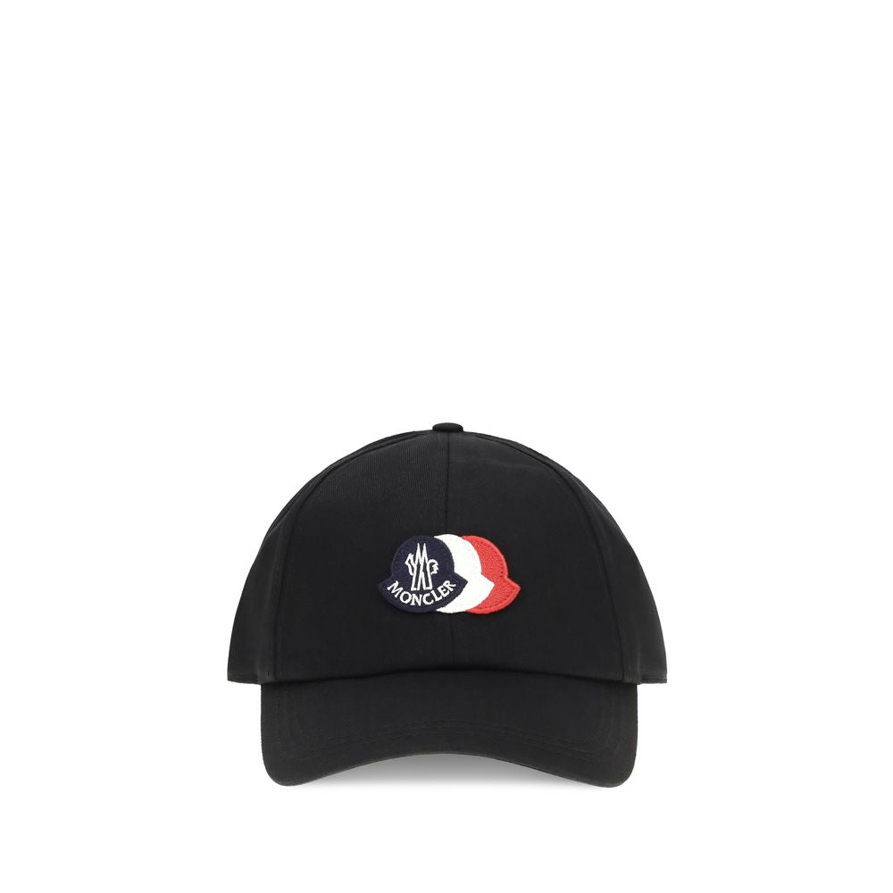 Moncler Black Baseball Cap With Tricolour Logo Oversized Hat) schwarz