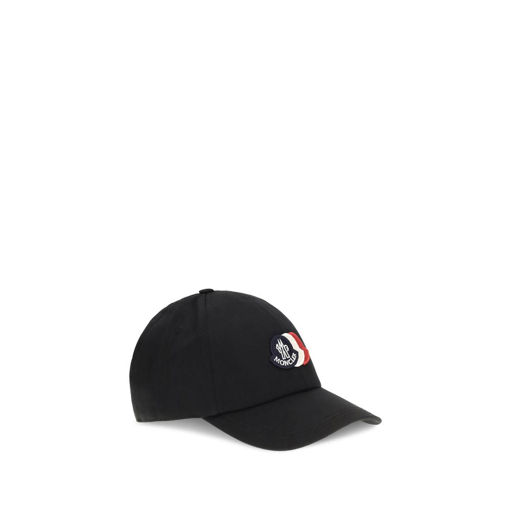 Moncler Black Baseball Cap With Tricolour Logo Oversized Hat) schwarz