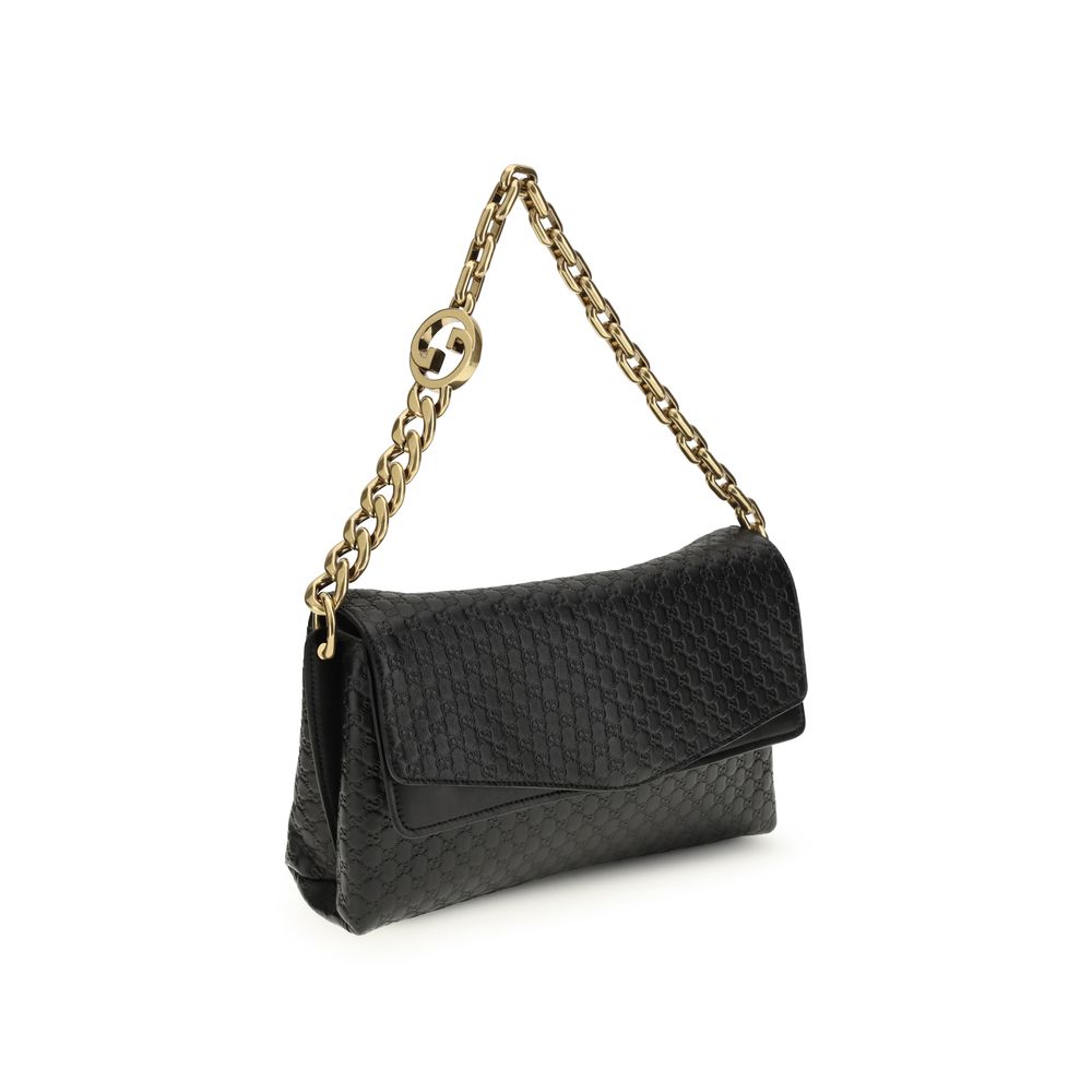 Gucci Black Medium Chain Shoulder Bag schwarz