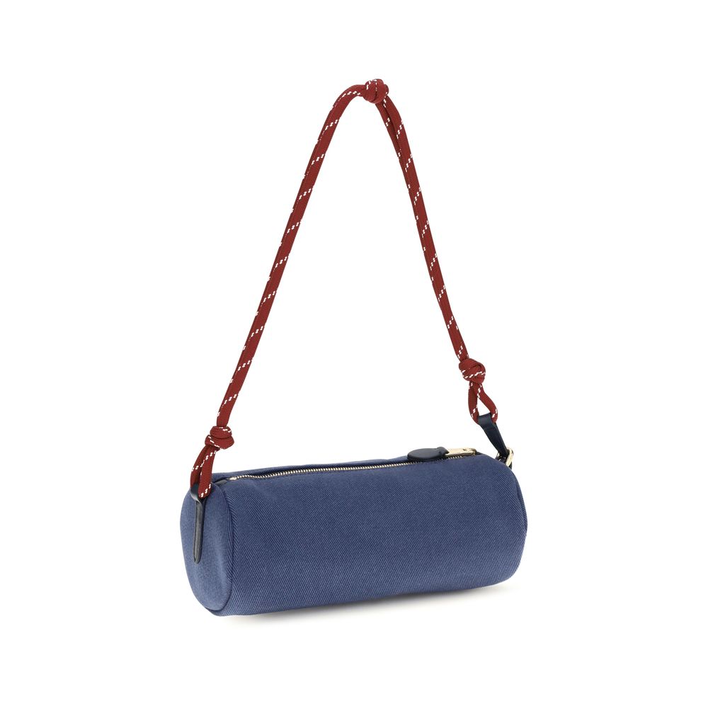 Miu Blue Embroidered Logo Shoulder Bag rot