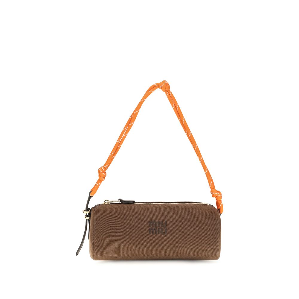 Miu Brown Embroidered Logo Shoulder Bag braun