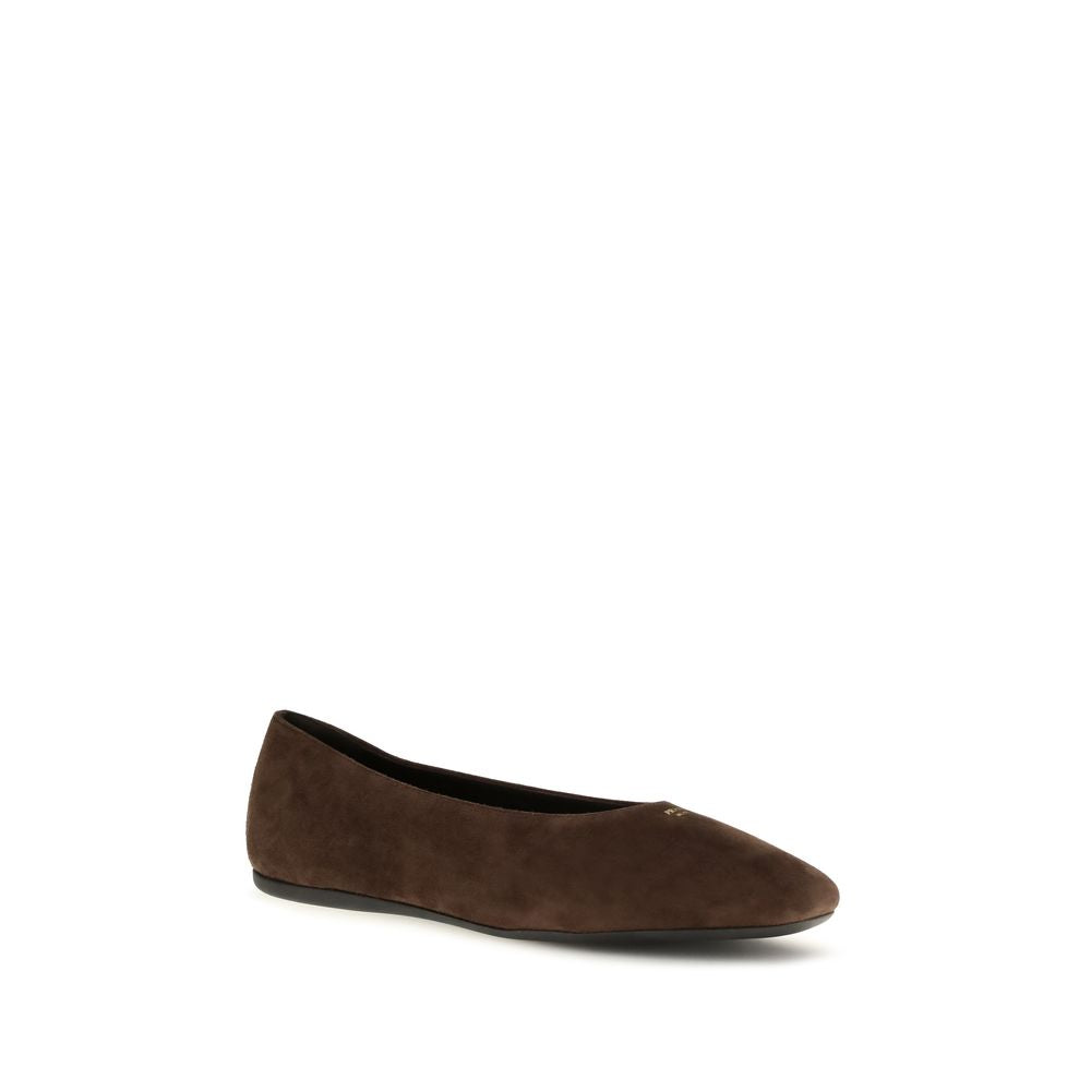 Prada Brown Suede Leather Ballerinas Flats braun