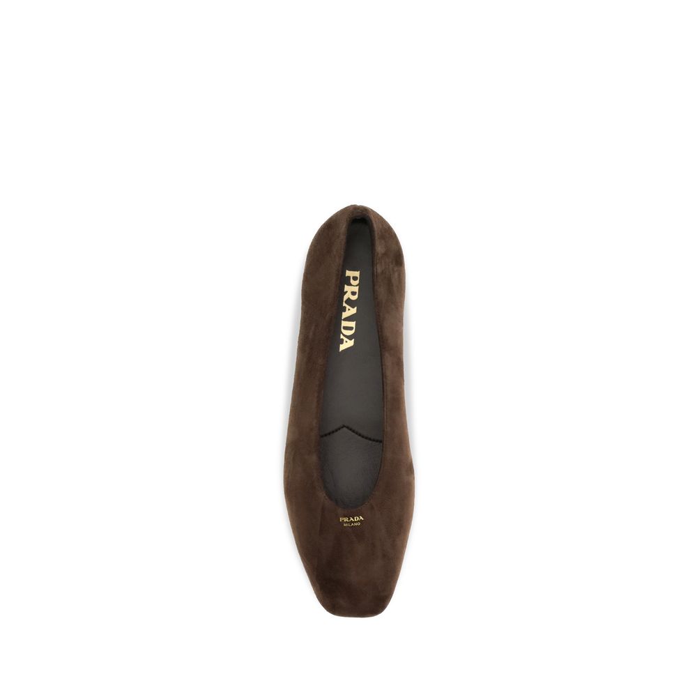 Prada Brown Suede Leather Ballerinas Flats braun