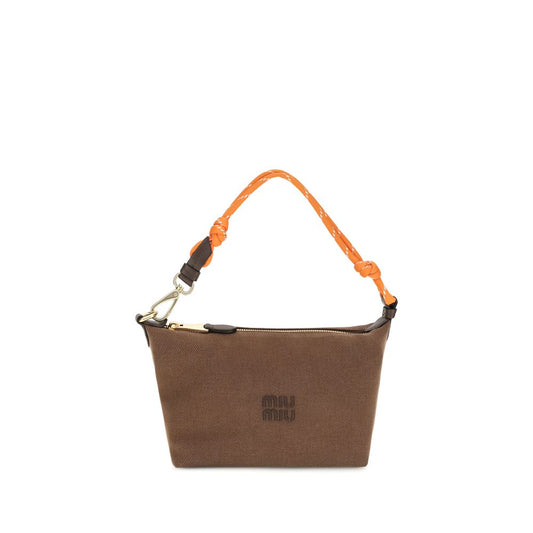 Miu Brown Cotton Shoulder Bag braun