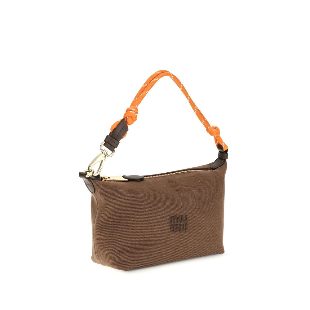 Miu Brown Cotton Shoulder Bag braun