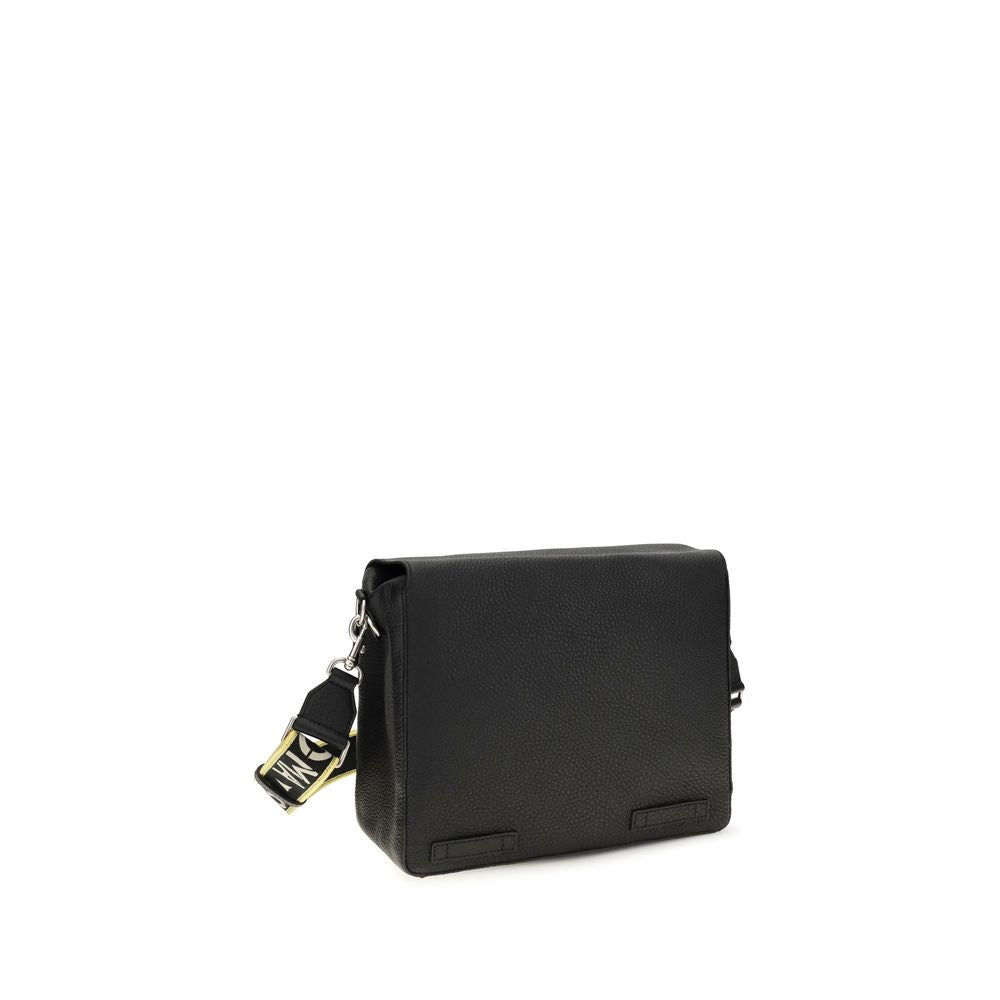 Fendi Black Flow Mess Medium Roman Leather Crossbody Bag Shoulder schwarz