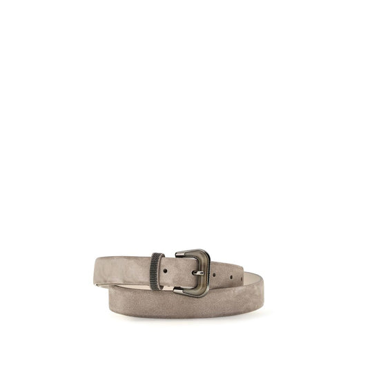 Brunello Cucinelli Beige Suede Belt With Shiny Loop