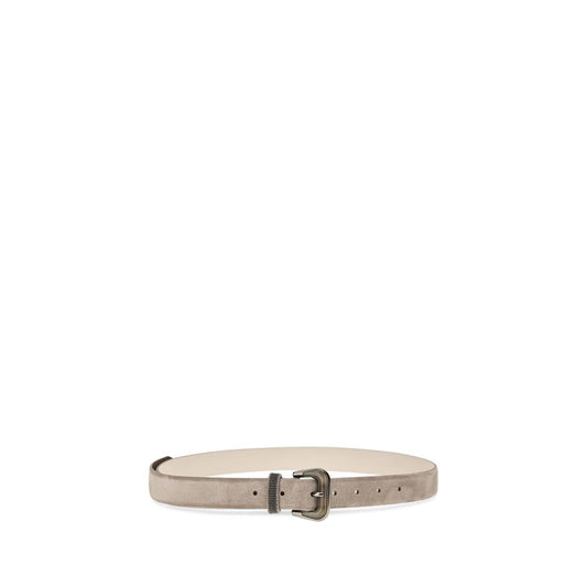 Brunello Cucinelli Beige Suede Belt With Shiny Loop