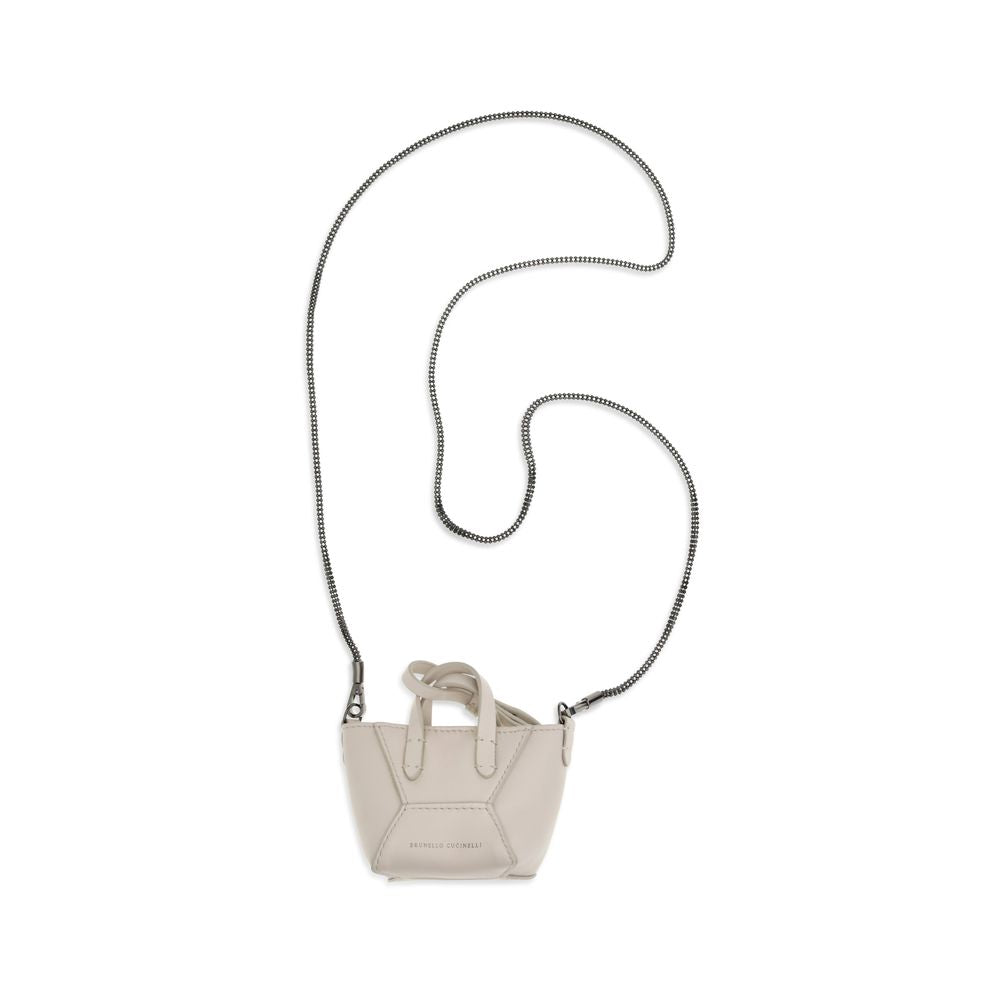 Brunello Cucinelli Beige Mini Leather Shoulder Bag