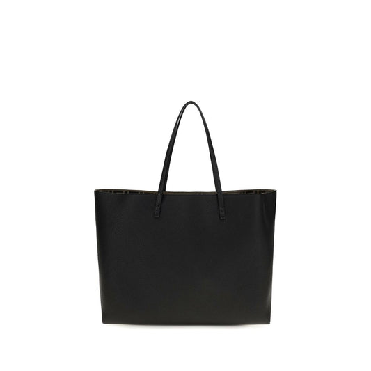 Fendi Black Medium Roll Roman Leather Shopping Bag Shoulder schwarz