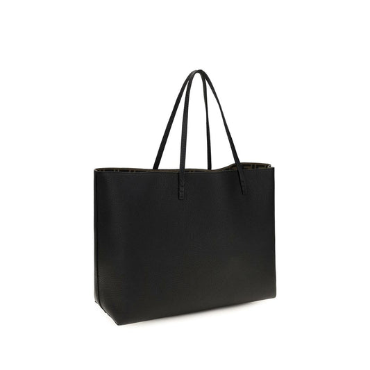 Fendi Black Medium Roll Roman Leather Shopping Bag Shoulder schwarz