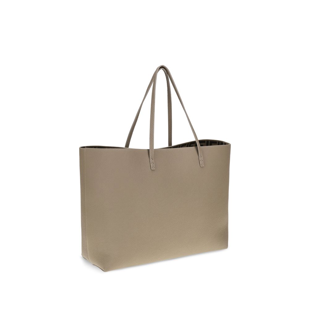 Fendi Beige Medium Roll Roman Leather Shopping Bag Shoulder