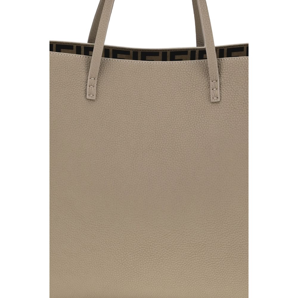 Fendi Beige Medium Roll Roman Leather Shopping Bag Shoulder