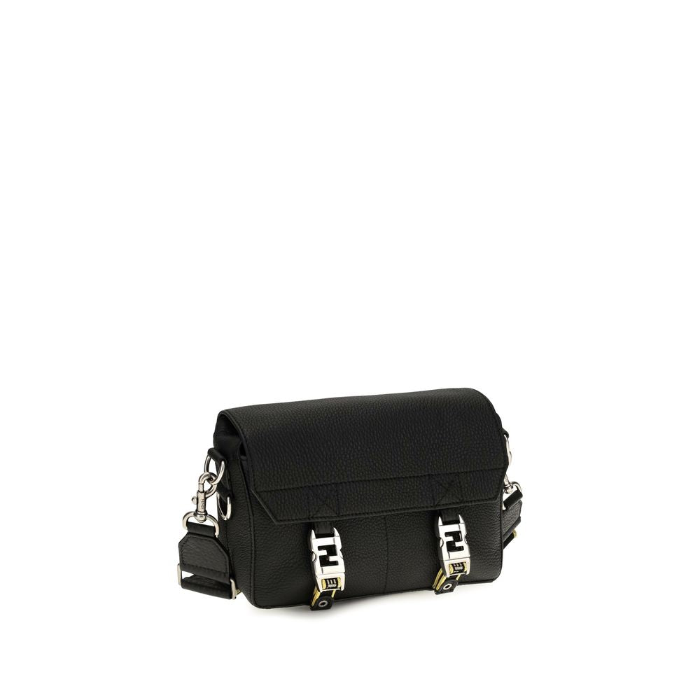 Fendi Black Flow Romano Leather Crossbody Bag Shoulder schwarz