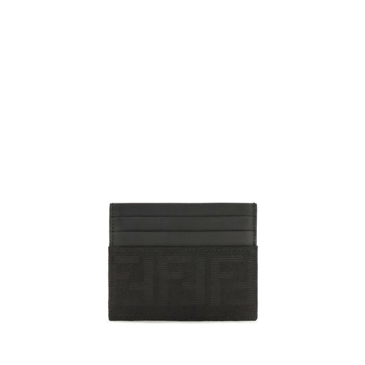 Fendi Black Ff Jacquard And Leather Card Holder Wallet schwarz