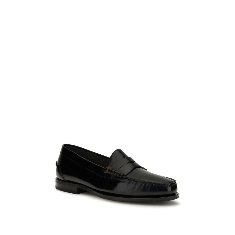 Santoni Black 'Slip-On' Loafers schwarz