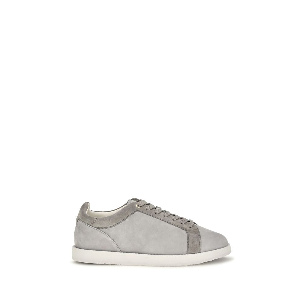 Brunello Cucinelli Gray Suede Leather Low Top Sneakers grau