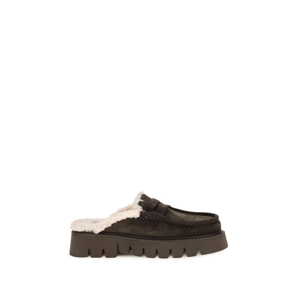Pedro García Brown Savy Shearling Mules braun