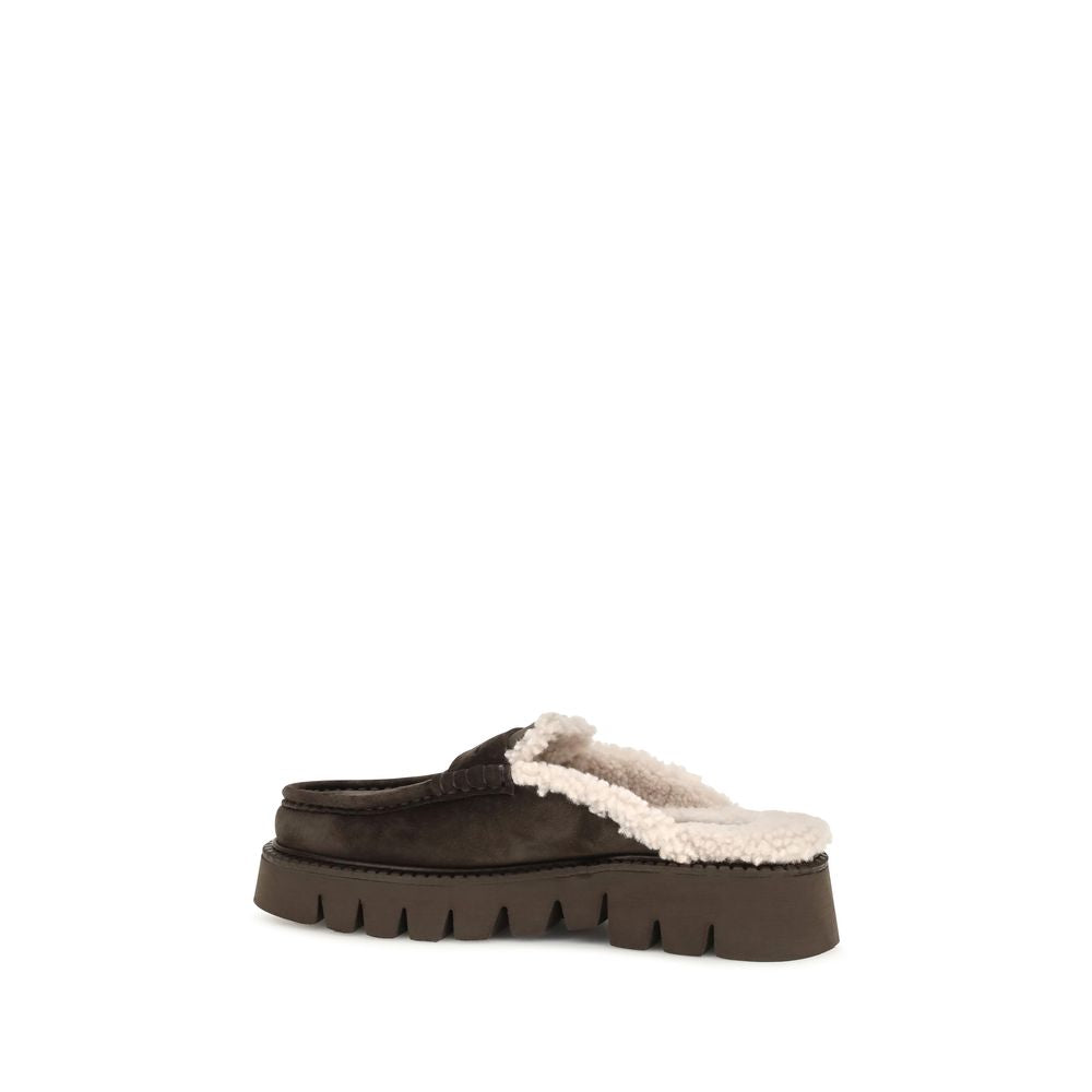 Pedro García Brown Savy Shearling Mules braun