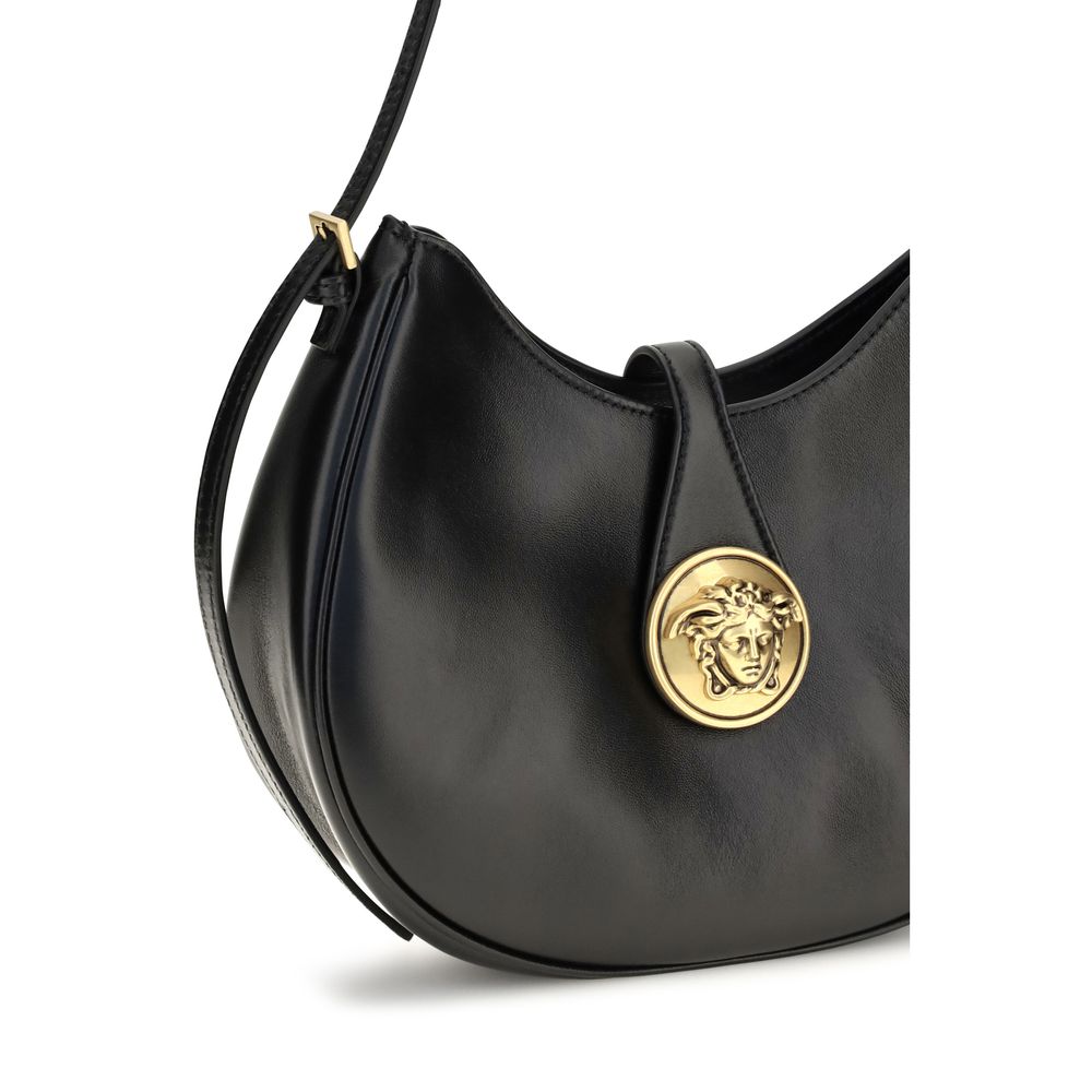 Versace Black Leather Shoulder Bag schwarz