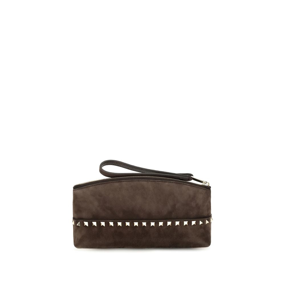 Valentino Garavani Brown Suede Leather Clutch Bag braun