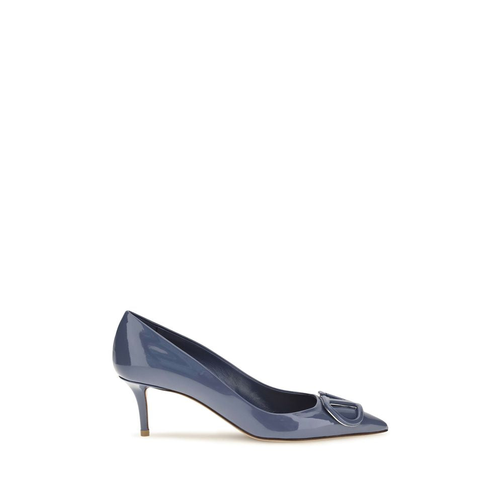 Valentino Garavani Blue VLogo Signature Patent Leather Pumps blau