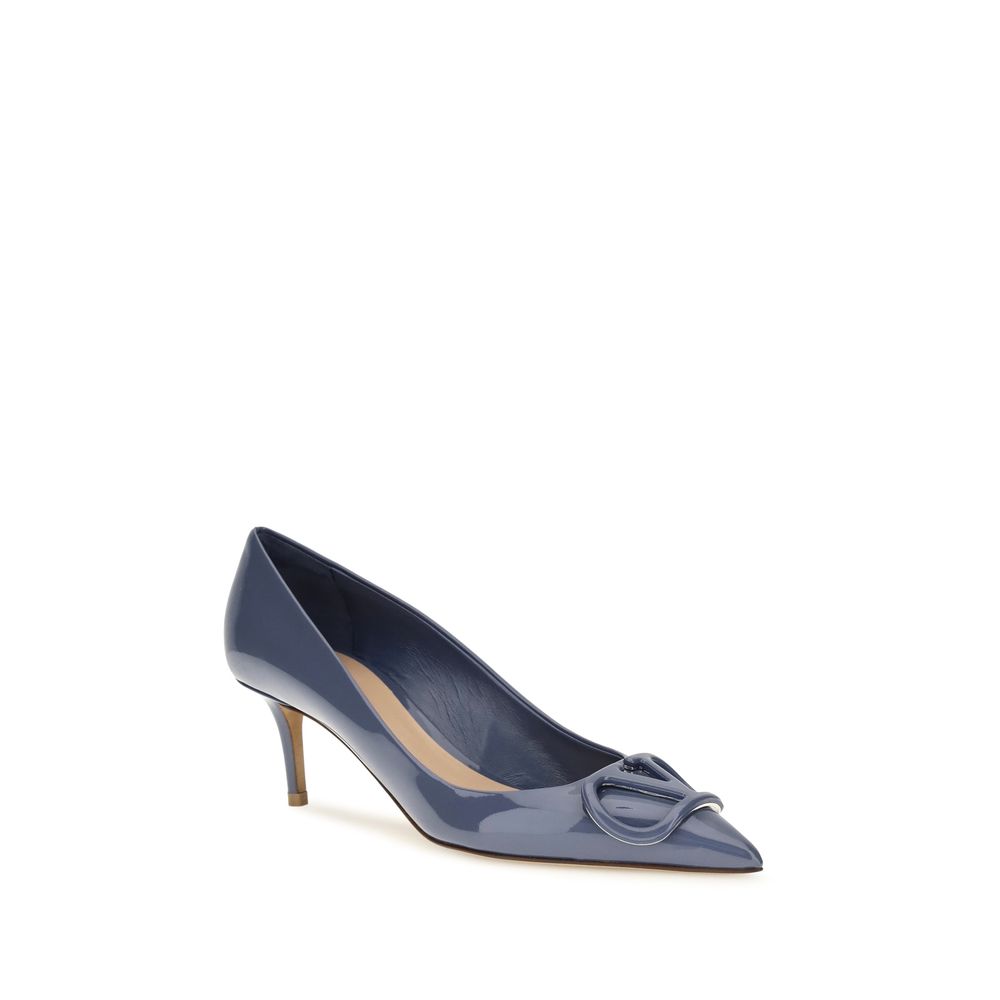 Valentino Garavani Blue VLogo Signature Patent Leather Pumps blau