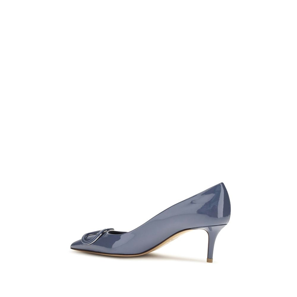 Valentino Garavani Blue VLogo Signature Patent Leather Pumps blau