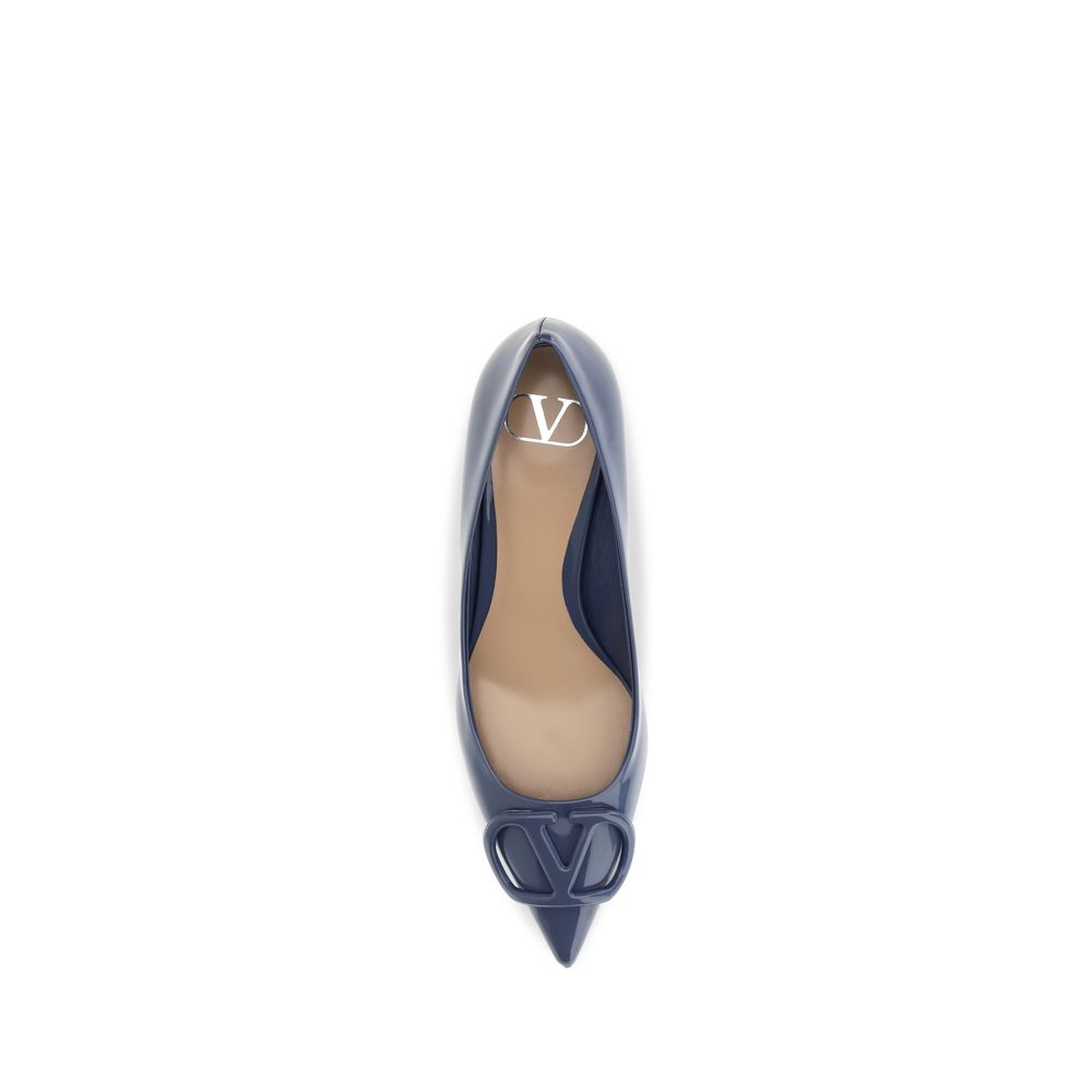 Valentino Garavani Blue VLogo Signature Patent Leather Pumps blau