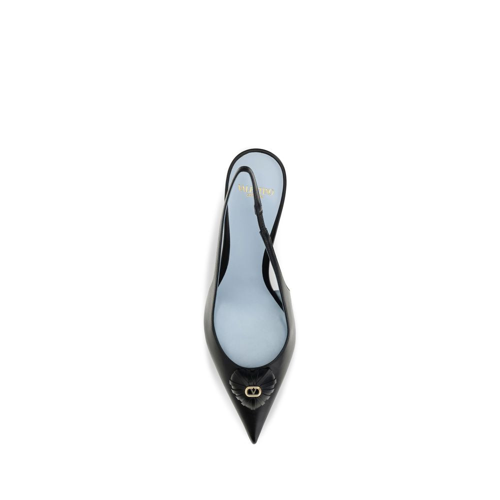 Valentino Garavani Black Coeur Royal Slingback Leather Pumps schwarz