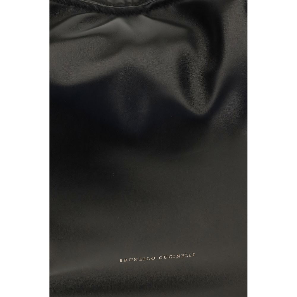 Brunello Cucinelli Black Boule Nappa Leather Shoulder Bag schwarz