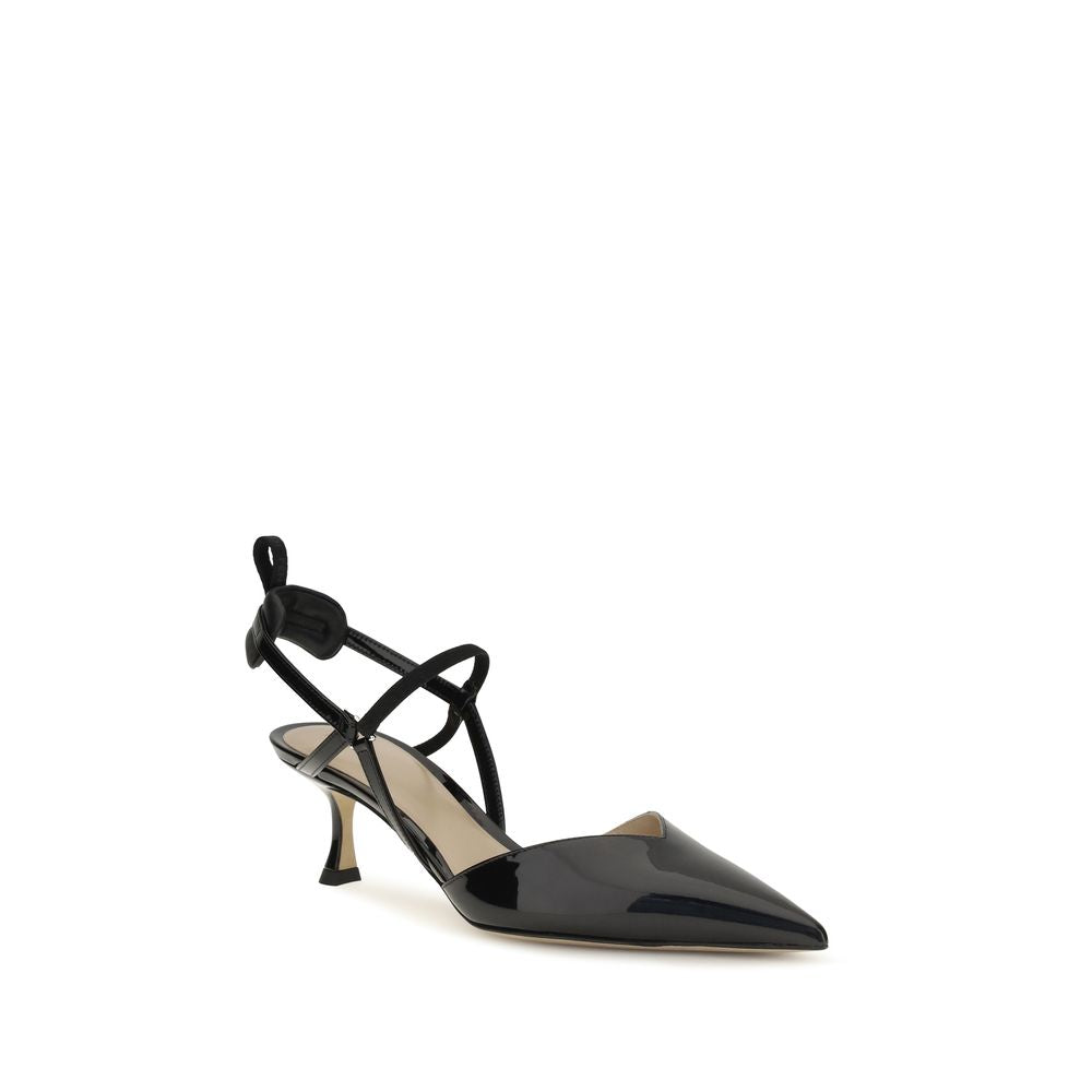 Fendi Black Patent Leather Colibrì Slingback Pumps schwarz