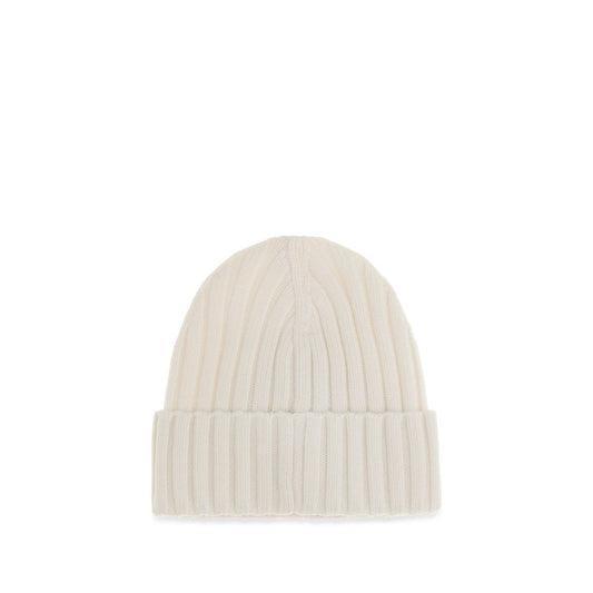 Moncler White Wool Beanie With Logo weiss