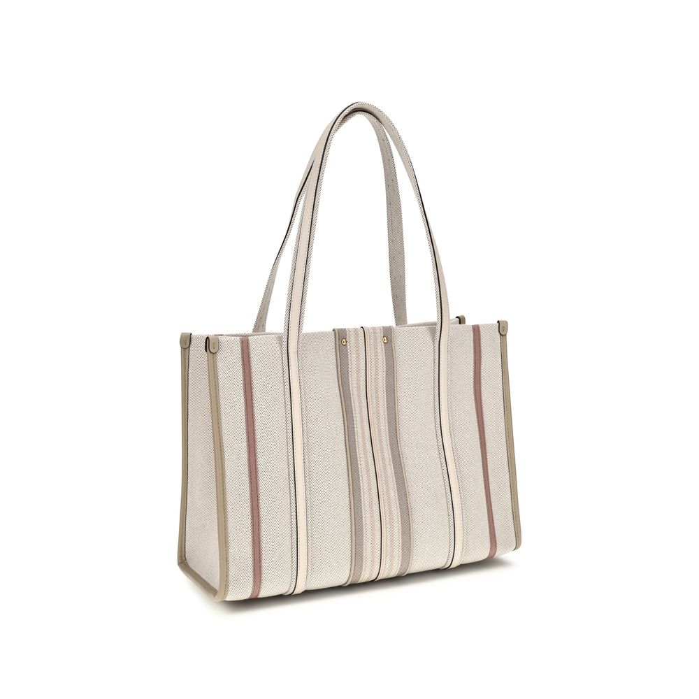 Chloé Beige Woody Loop Canvas Tote Bag Shoulder