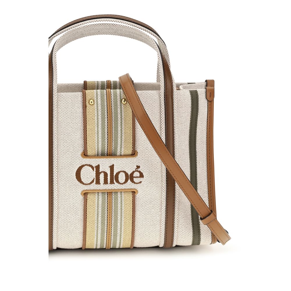 Chloé Beige Small Woody Loop Canvas Tote Bag Shoulder