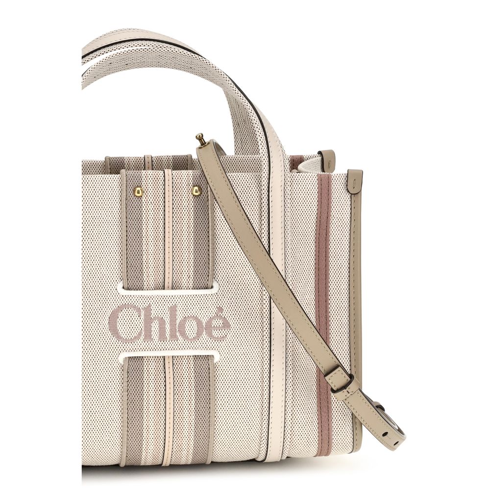 Chloé Beige Small Woody Loop Canvas Tote Bag Shoulder