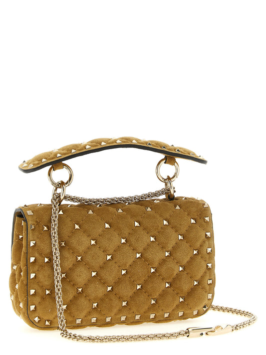 Valentino Garavani Beige 'Rockstud Spike' Micro Shoulder Bag
